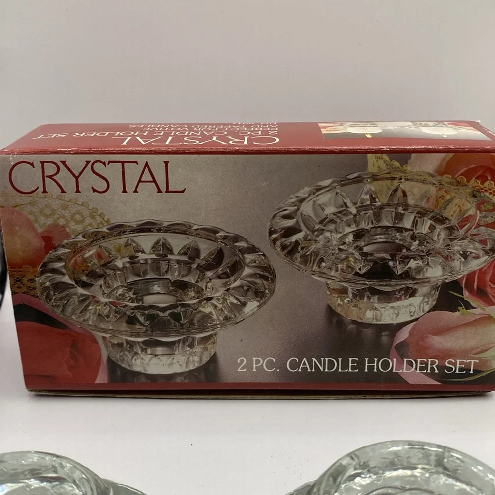 2 VTG Alco clear cut crystal candle holders